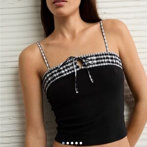 American Eagle Gingham Colorblock Tank